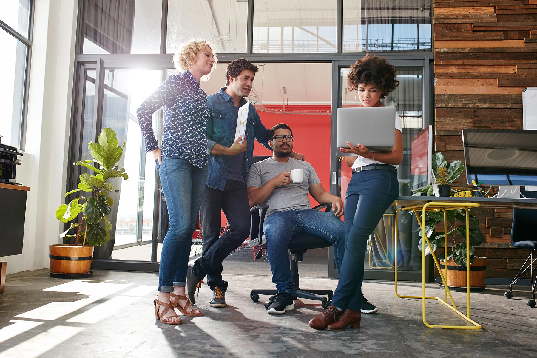 Multiracial Group Of Designers Meeting In Modern O PDKDT2P